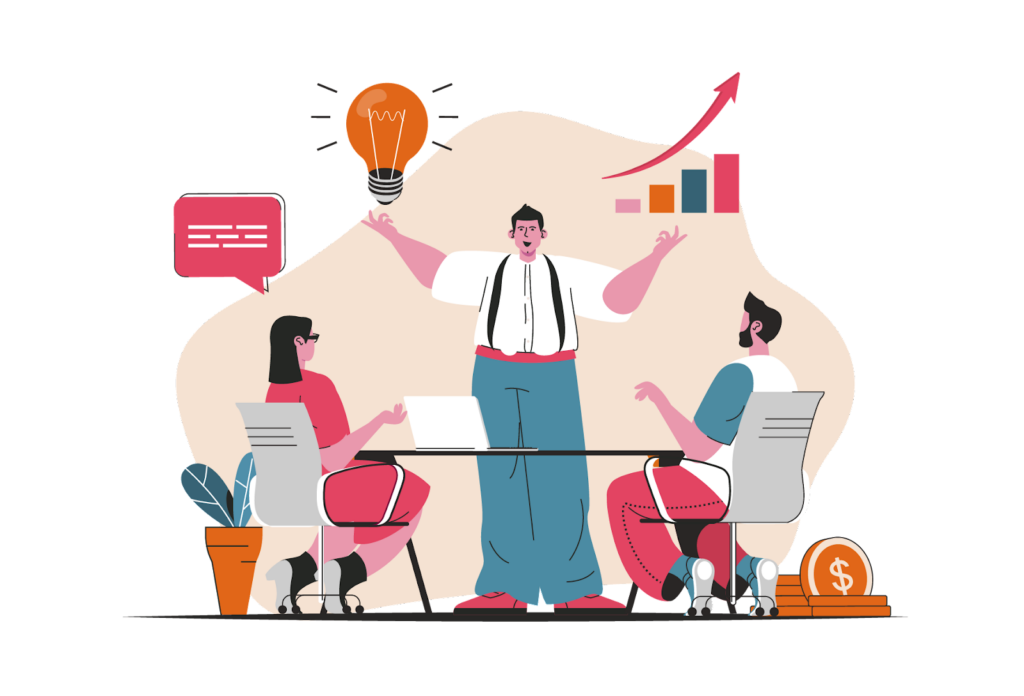 Small businesses measuring the success of their email campaigns. Graphic Illustration