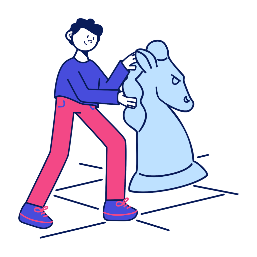 Graphic illustration of person moving a giant chess piece. Increase Revenue With Better Customer Qualification Strategies